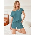 thumbnail image 3 of Ekouaer Women's Pajamas Set Ruffle Sleeves Sleepwear V Neck Comfy 2 Piece Pjs Loungewear Set with Pockets, 3 of 7