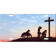 Cowboy & Cowgirl Praying at the Cross Plate