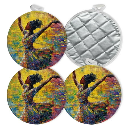 

4 PCS Pot Holders for Kitchen Potholders Sets with Hook for Oven Cooking Baking Color - Splashed Dancer In Mid - Motion
