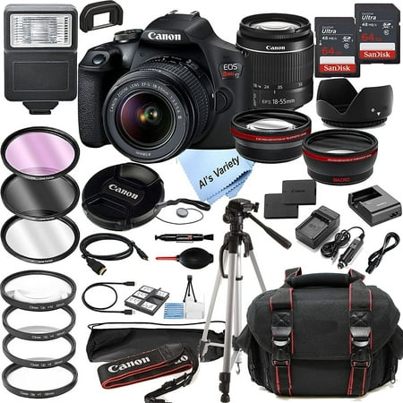 Canon EOS Rebel T7 DSLR Camera w/EF-S 18-55mm F/3.5-5.6 Zoom Lens + 128GB Memory + Case + Tripod + Filters 36pc Bundle (International Version)