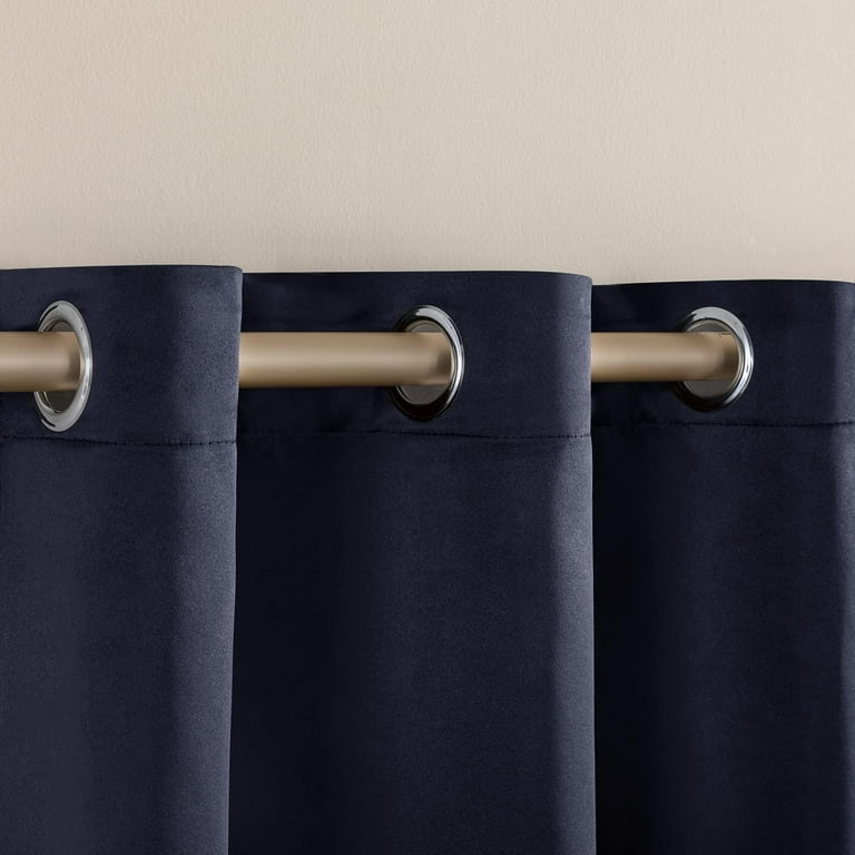 Waterproof Bathroom Window Curtains, Dark Navy Blue Blackout Grommet Panels, Light and Heat Blocking Privacy Shades, 36 x 48 Inch