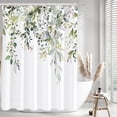 thumbnail image 4 of Sage Green Eucalyptus Shower Curtain, Watercolor Leaves on The Top Plant with Floral Bathroom Decoration Shower Curtain Sets 72x72 Inch with Hooks, 4 of 6