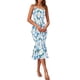 thumbnail image 5 of Vestido PRETTYGARDEN Azul Floral Midi Sin Mangas con Volantes Talla M, 5 of 6