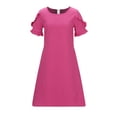 thumbnail image 6 of FSYBOA Girls Summer Dresses, Party Loose Fit Mid-length Short Sleeve Casual Dresses Hot Pink Size 14-16, 6 of 7