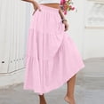 thumbnail image 7 of Women's Boho Maxi Skirt with Pockets - Elastic High Waist Flowy Tiered A-Line Long Skirts for Summer Vacation Pink A XL, 7 of 7