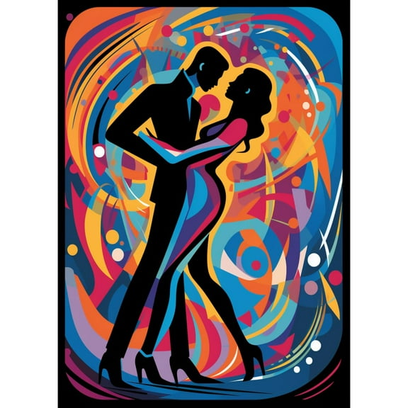 5D DIY Diamond Art Abstract Colorsul Music Dancing Couple DIY Paint with Full Drill Round Diamond Gems Painting by Number Kits for Adults Art Craft Home Wall Decor 15.8x19.8in