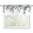 thumbnail image 6 of Grey Eucalyptus Botanical Leaves Valances Kitchen Curtains Watercolor Flower Floral Window Drapes Plant Botanical Bedroom Bathroom Living Room Treatment Tier Fabric 1 Panel 52Wx18H Inch, 6 of 6
