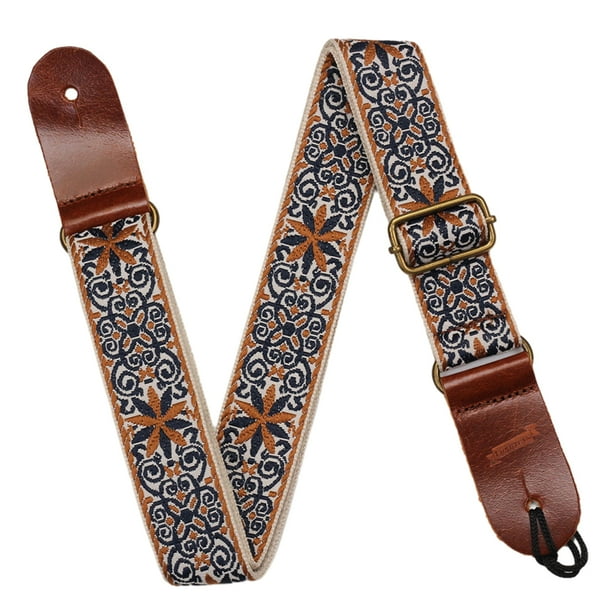 Correa Guitarra Tejida Retro Patrón Bordado Flores para Hombres Guitarristas Mujeres (estilo A)