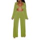 thumbnail image 2 of VISgogo Conjunto de Ropa de 3 Piezas para Mujer, Blusa de Color Sólido de Manga Larga con Cuello de Solapa + Sujetador + Pantalones de Pierna Ancha VISgogo moda, 2 of 9