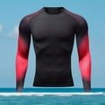 thumbnail image 5 of Men's Long Sleeve Compression Shirts, Stretch Colorblock Athletic Base Layer Top for Outdoor Gym Sports Workout, 5 of 6
