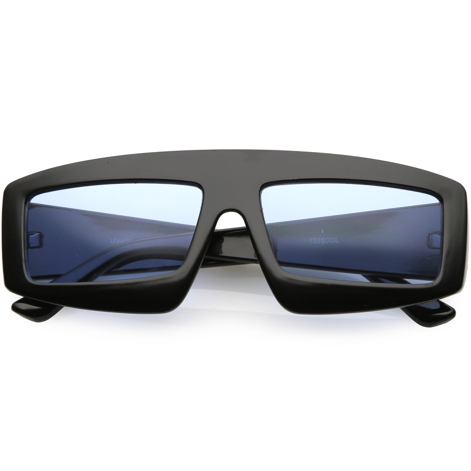 sunglass.la Futuristic Rectangle Sunglasses Wide Arms Color Tinted