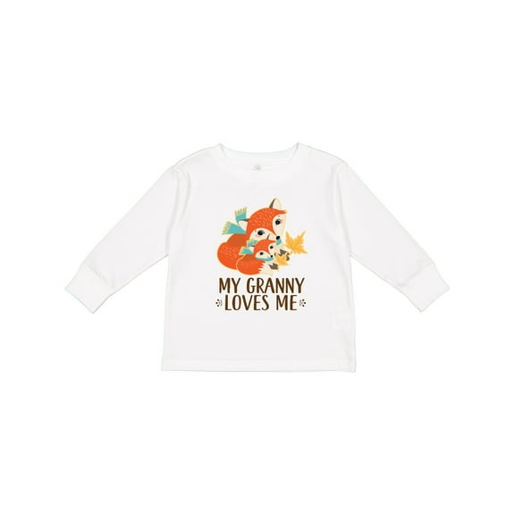 Inktastic Granny Loves Me Fox Boys or Girls Long Sleeve Toddler T-Shirt