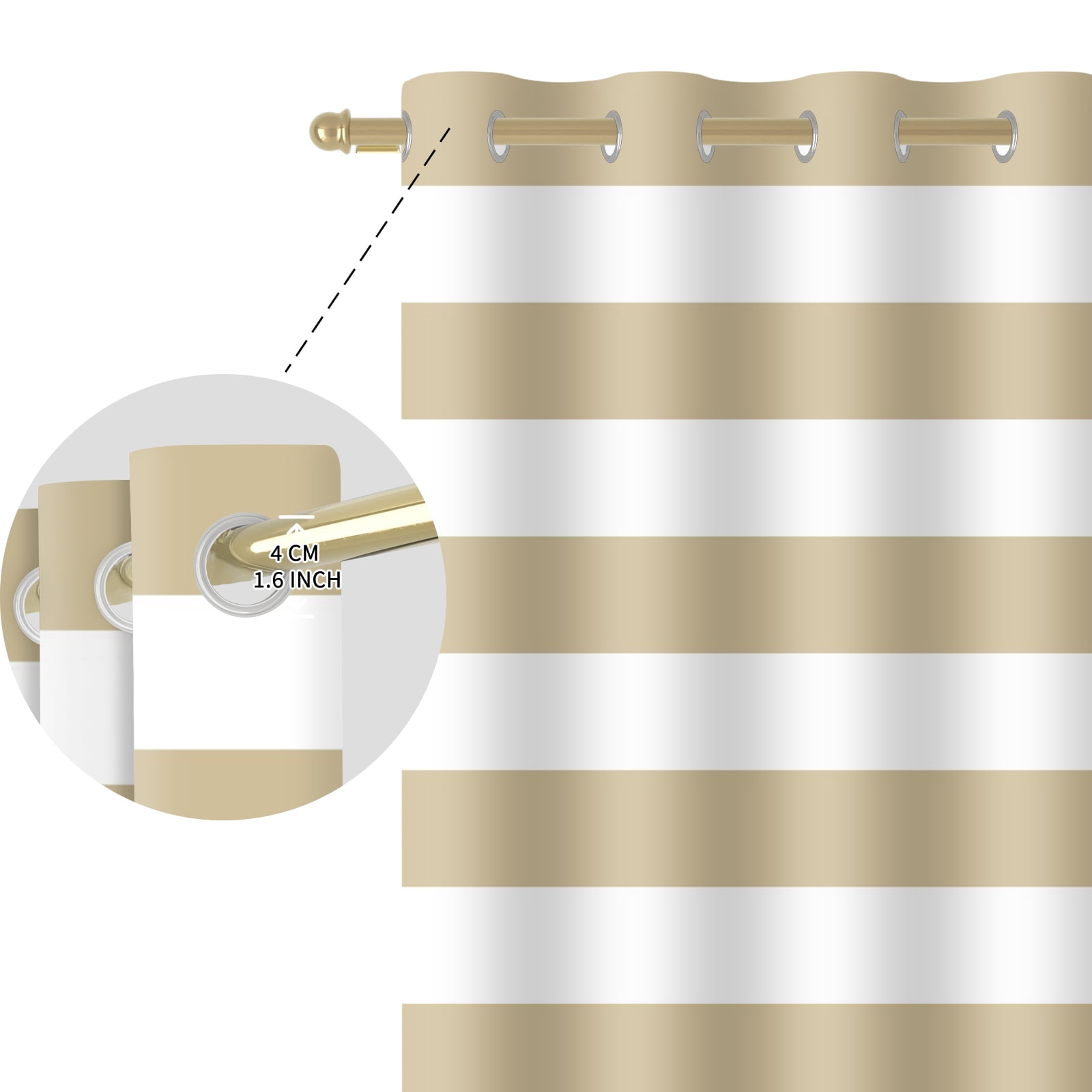 Nanqianyi Beige Striped Blackout Curtains, Classic Horizontal Stripe Grommet Drapes for Bedroom, Thermal Insulated Room Darkening Curtains 2 Panels Set 42x84 Inch