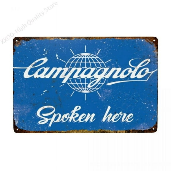 Campagnolo Spoken Here Retro Metal Tin Sign Poster Home Garage Plate Cafe Pub Motel Art Wall Decor Poster Metal Poster Size: 8 x 12 Inches