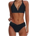 thumbnail image 3 of UTSJKR Women Two Piece Bathing Suits Push Up Bikini Set Summer Beach Fashion Halter Swimsuit Vintage Swimwear Black M, 3 of 7