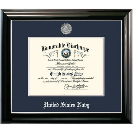 - Patriot Frame's Navy 8.5x11 Discharge Classic Black Frame with Silver Medallion