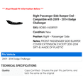 thumbnail image 2 of Right Passenger Side Bumper End - Compatible with 2009 - 2014 Dodge Challenger 2010 2011 2012 2013, 2 of 2