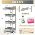 thumbnail image 3 of Yeabett 4 Tier Rolling Utility Cart Organizer with Removable Drawer, Mobile Storage Carts with 2 Lockable Wheels for Bathroom, Kitchen, Snack, Craft, Makeup, Baby Essentials, Grey, 3 of 8