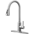 thumbnail image 1 of Kitchen Faucet with Pull Down Sprayer, Single Level Stainless Steel Kitchen Sink Faucets, Single Handle High Arc Brushed Nickel Pull Out Kitchen Faucet, 1 of 5