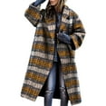 thumbnail image 2 of Baqcunre Womens Winter Coats 2023 New European And American Autumn Women's Long Sleeved Lapel Coat Printed Woolen Long Coat Fleece Jacket Womens Fall Fashion 2023 Yellow S, 2 of 4