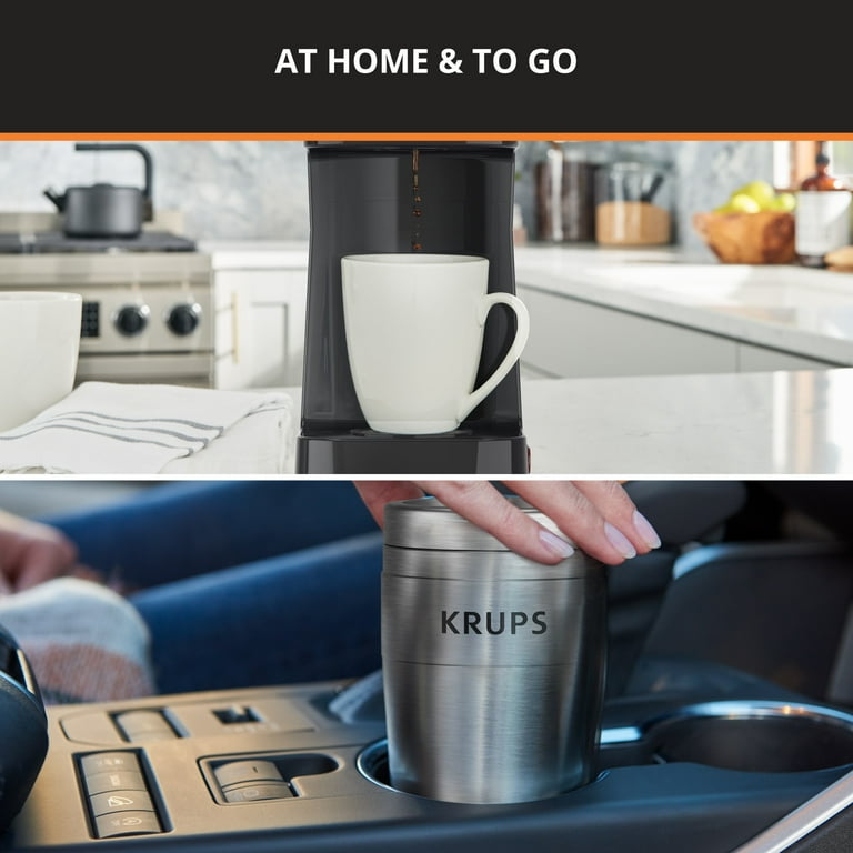 Krups Simply Brew To Go Single Serve Coffee Maker with Stainless Steel Travel Mug 14 fl oz KM206D50