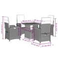 thumbnail image 4 of vidaXL 5 Piece Garden Dining Set with Cushions Grey Poly Rattan, 4 of 5