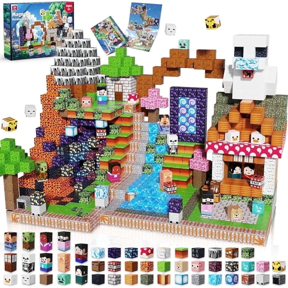 Annexfun Magnetic Blocks - 150PCS Magnetic Building Blocks Cubes Adventurer, Toy Building Set for Kids, Magnets Stacking Construction Birthday Gifts for Boys Girls Age 4-8, 8-12