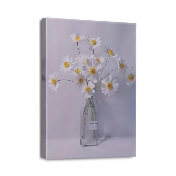 Art Moderne en Toile de Marguerite Blanche - Impression de Décoration Murale, Taille 12x16, Parfait pour Cuisine Ou Chambre.