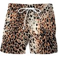 thumbnail image 2 of Cargo Shorts for Men Lightweight Sports Leopard Print Shorts Beach Casual Home Shorts Coffee L, 2 of 3
