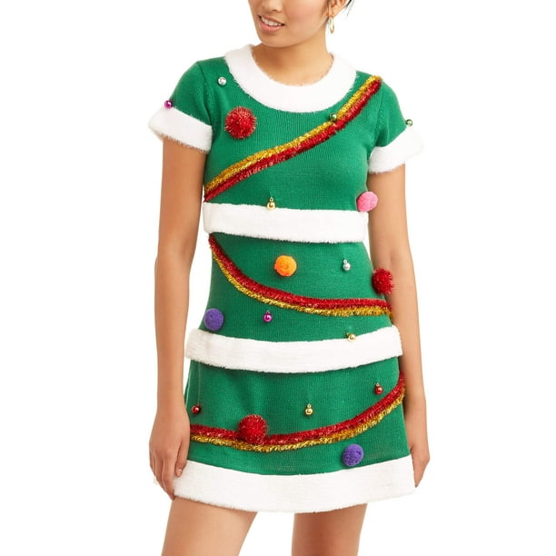 Holiday Time Women's Ugly Christmas Sweater Dress