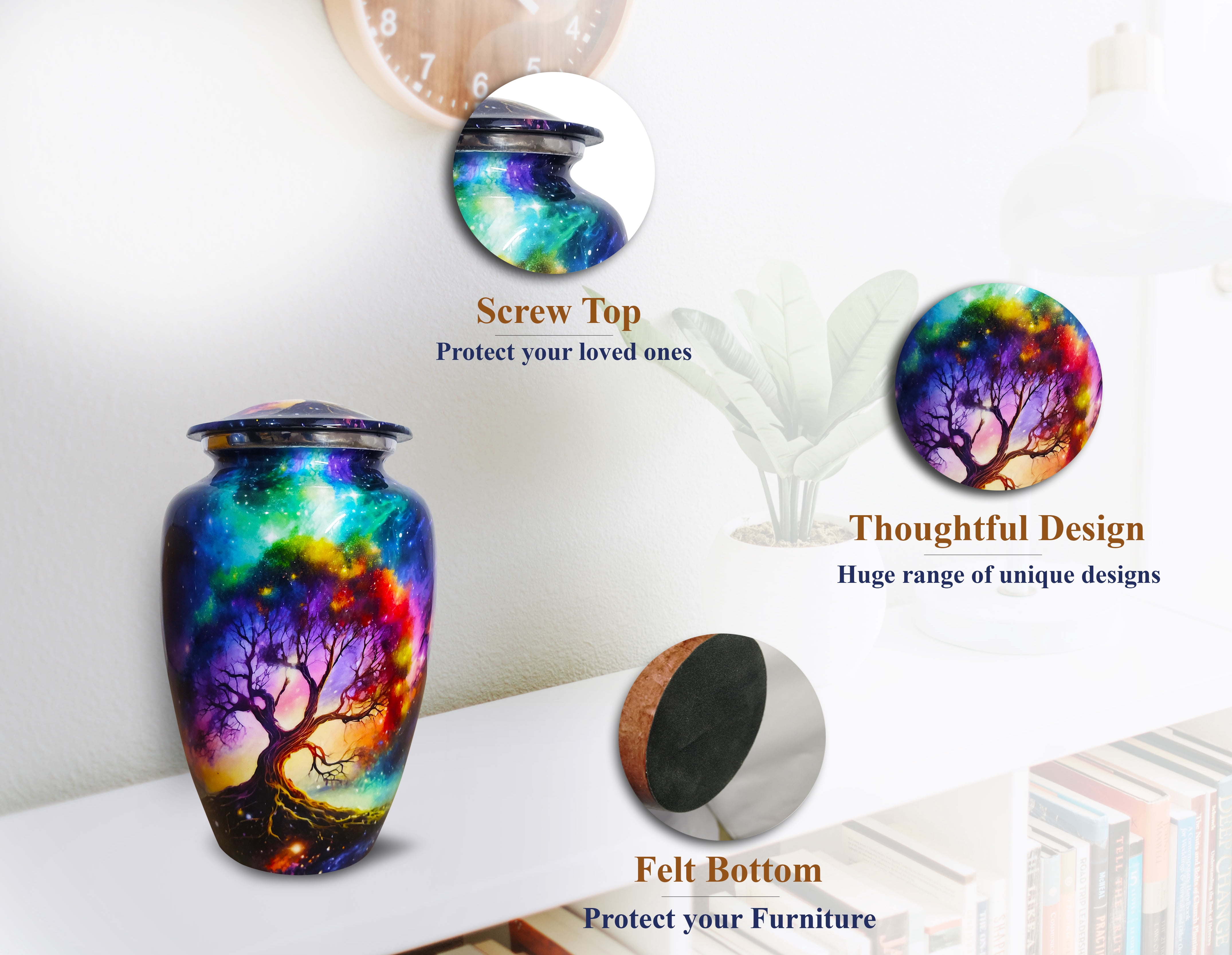 Cosmic Galaxy Tree Cremation Urns for Human Ashes Adult Male Female, Burial Urns, Decorative Urns, Funeral Urns, for Women and Men