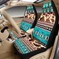 thumbnail image 3 of Xixirimido Car Seat Protection Set 5 Pieces Breathable PU Leather Front Seat Covers with Seat Belt and Console Covers Universal Fits Most Cars, Cow Print Ethnic Tribe, 3 of 8