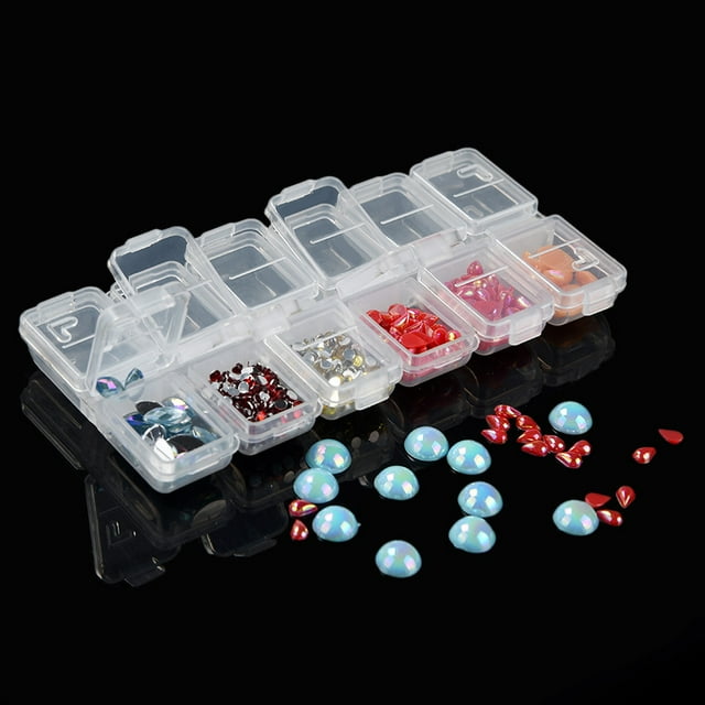 pitrice Diamond Painting Tools Organizer Beads Container Rhinestone Embroidery Stone Geometric Jewelry Storage Box