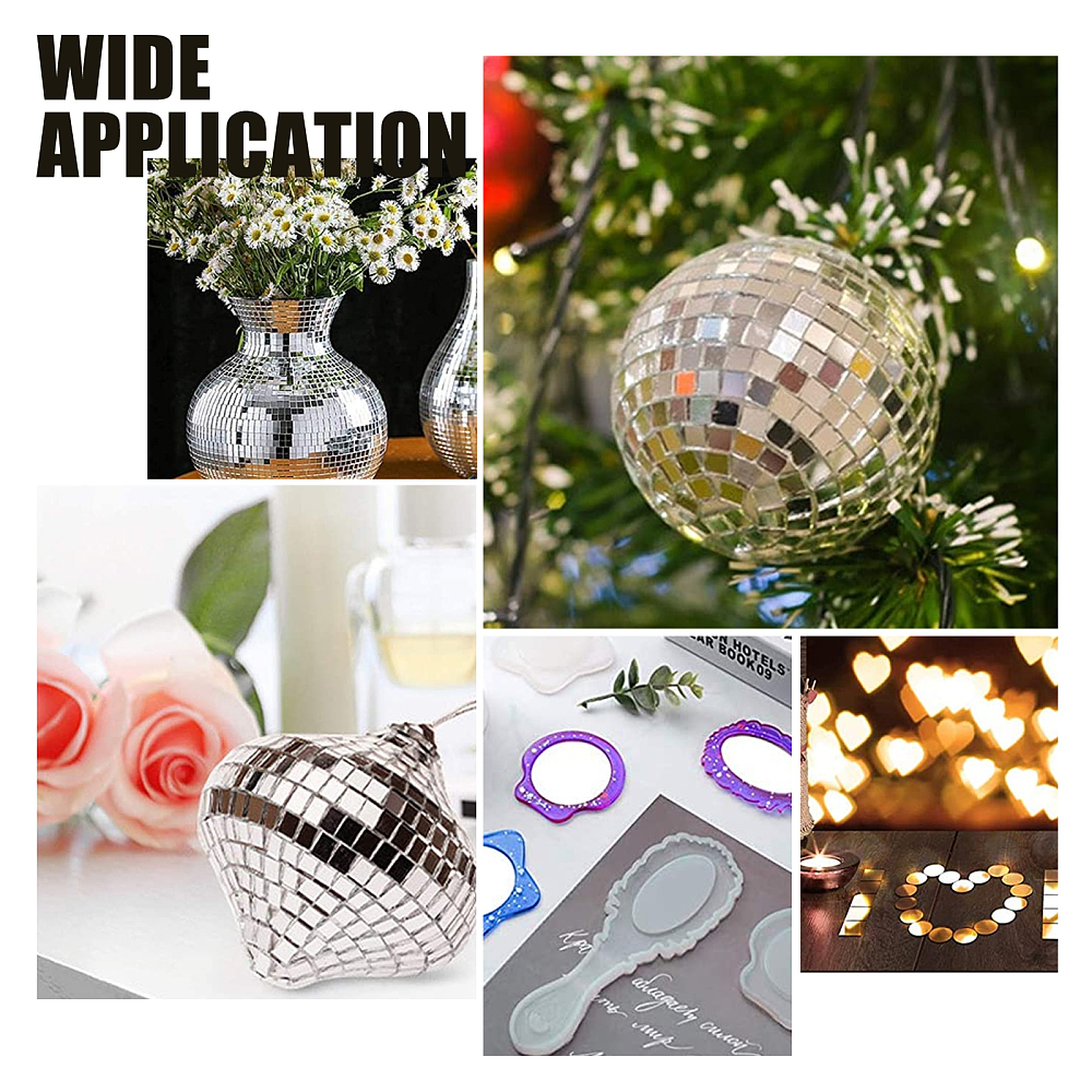 200pcs 1 Inch Square Mosaic Tiles Decorative Adhesive Acrylic Mirror Craft Mini Mirror Tiles Small Decorative Glass Mirrors for Arts Crafts