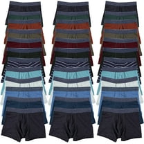 SOCKS'NBULK 36 Pack Of Mens 100% Cotton Boxer Briefs Underwear, Great for Homeless Shelters Donations, Bulk, Black, Gray, Navy,Blue Colors