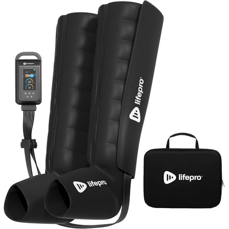 LifePro Air Compression Leg Massager with Heat – Full Leg Compression Sleeve & Air Compression Boots for Calf, Thigh & Foot – Electric Leg Recovery & Pain Relief - Black
