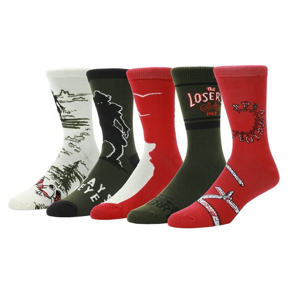 Welcome To Derry Mixed Character and Icons Mens 5-Pack Casual Crew Socks