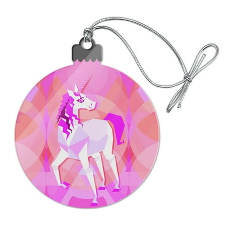 - Geometric Pink Unicorn Fantasy Acrylic Christmas Tree Holiday Ornament