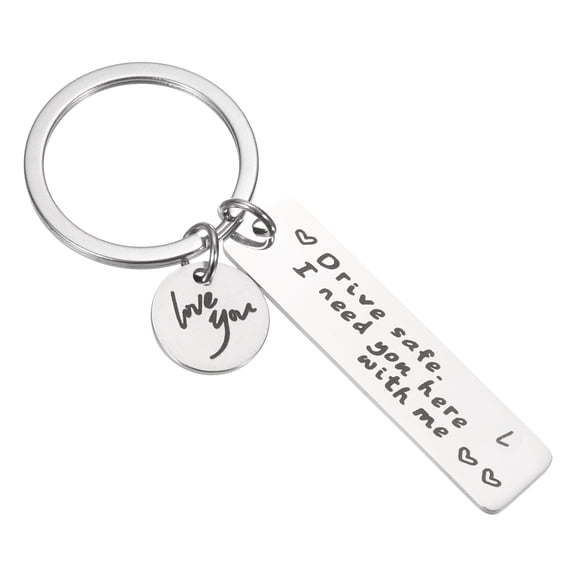 Uxcell Drive Safe Love You Letter L Keychain with Gift Box for Him Men Christmas Valentines Day Gifts, Silver