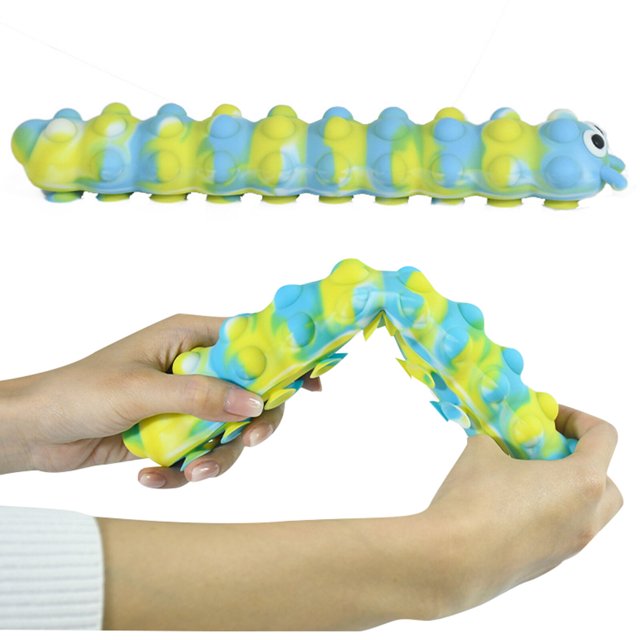 Silicone Caterpillar Sucker Bubble Toy - 26CM Decompression Relief Tool for ADHD & Anxiety, Food-Grade Material, Finger Strength Trainer, Decorative Fidget Toy with Multiple Color Options (Green