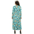 thumbnail image 2 of FKELYI Love Green Dog Paw Print Womens Fall Maxi Dress Long Sleeve V Neck Wedding Guest Dresses Flowy A-Line Elegant Dress with Pockets, 2XL, 2 of 6