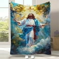 thumbnail image 2 of Soft Flannel Jesus Christ Savior Throw Blanket – Vintage Religious Design with Divine Illustration, All-Season Cozy Gift for Friends, Family, 2 of 6