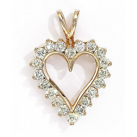 heart 14k diamond gold pendant chain yellow carat