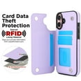 thumbnail image 5 of Case Compatible with iPhone 16, Stylish Card Slots Kickstand PU Leather Back Case Magnetic Closure RFID Blocking Drop Protective Shockproof Cover for iPhone 16, Purple, 5 of 8