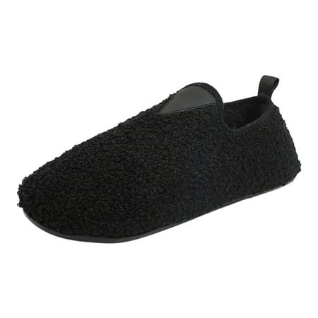 

XIAQUJ Men and Ladies Couples Winter Solid Colour Home Indoor Cotton Slippers Soft Bottom Package with Thickened Velvet Warm Slippers Slippers for Women 2024 Black 7.5