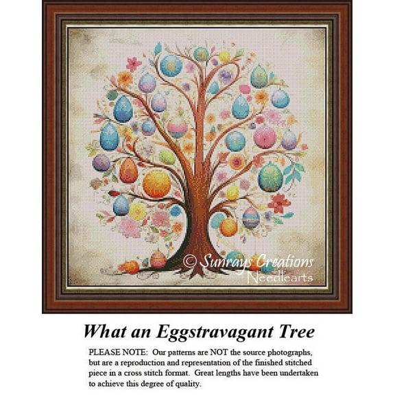 Easter Cross Stitch Pattern | What an Eggstravagant Tree (Pattern Only, You Provide The Floss and Fabric)