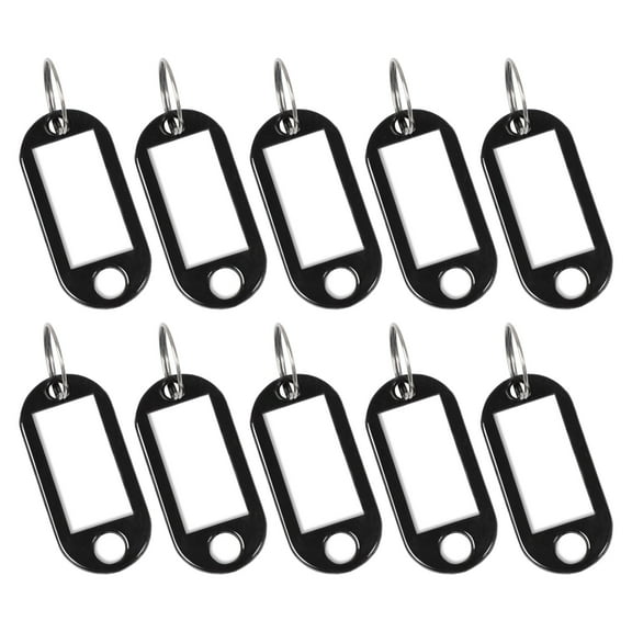 REGALWOVEN 10pcs ID Tags Name Card Labels Keyring Keychain Black Keychain