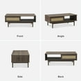 thumbnail image 7 of Mopio Haylee Modern Farmhouse Boho Coffee Table Walnut, with Rattan Cane Sliding Doors, 7 of 7