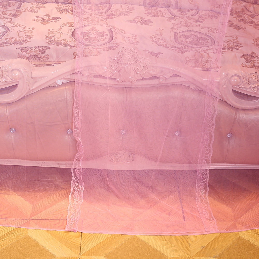 LIYJTK Girls Pink Net Bed Canopy