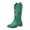 Green, variant on Cowboy Boots for Women Square Toe Sunflower Cowgirl Boots Mid Calf Western Embroidered Stitched Low Heel Boots